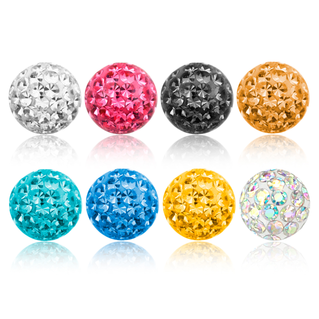 Piercingkugle med mange sten Kropssmykker - Danmark