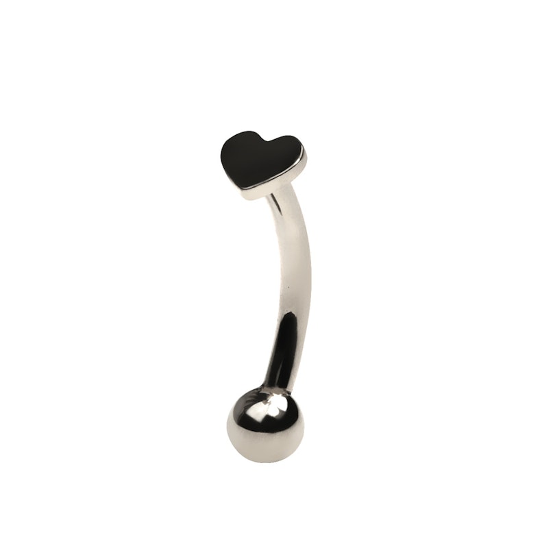 Buet titaniumstav med hjerte Kropspiercing - Danmark