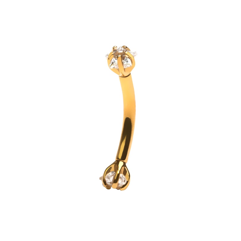 Buet stav af titanium med stjerneformede CZ-sten Piercing - Danmark