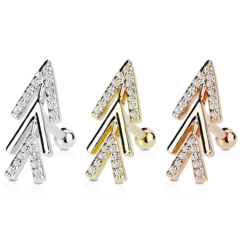 Ørepiercing med abstrakt pil og sten Piercingsmykker - Danmark