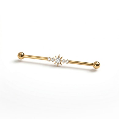 Industrial-stav af titanium med stjerne og sten i midten