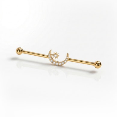 Industrial-stav af titanium med måne og stjerne i midten