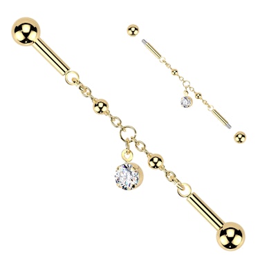 Industrial-stav med kæde og stenvedhæng