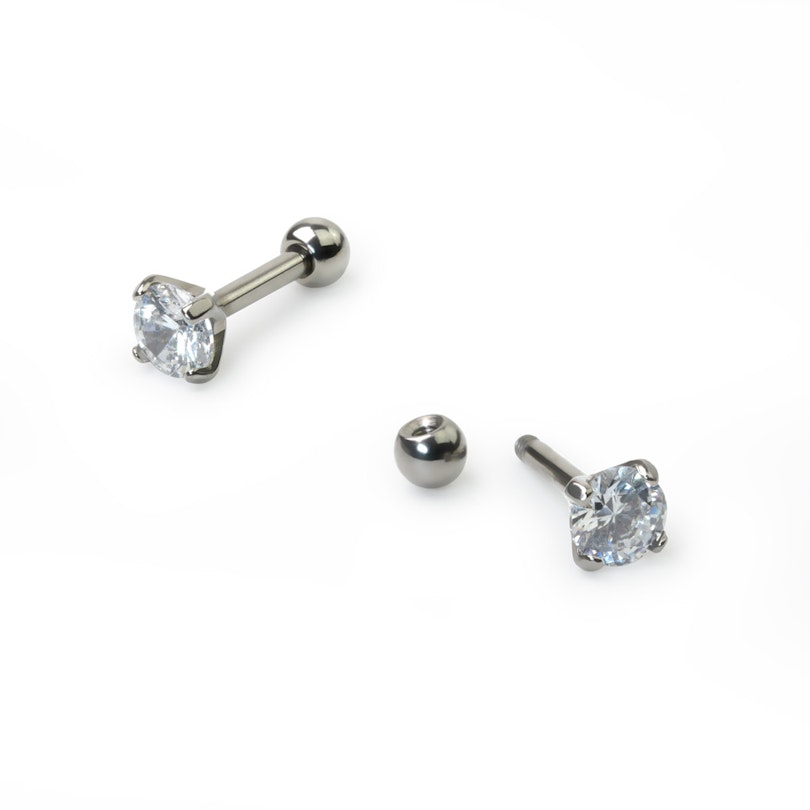 Ørepiercing af titanium med rund sten Piercingsmykker - Danmark