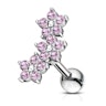 Ørepiercing med 3 blomster af sten på række Piercing - Danmark