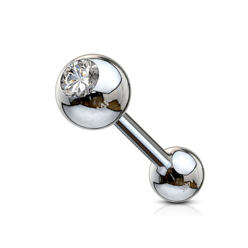 Ørepiercing af 14 karat guld med sten Kropspiercing - Danmark