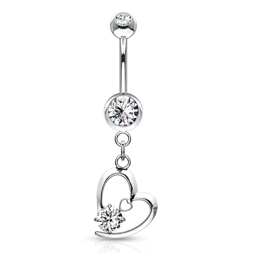 Navlepiercing med hjerter og sten Piercing - Danmark