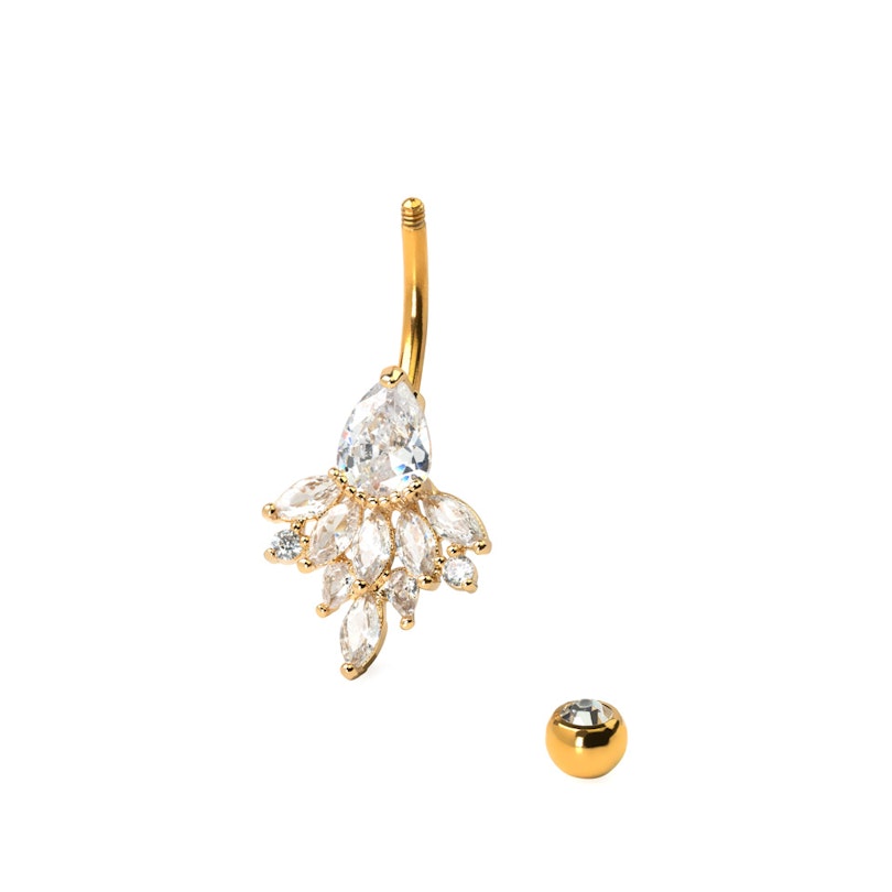 Navlepiercing med aflange sten Kropspiercing - Danmark