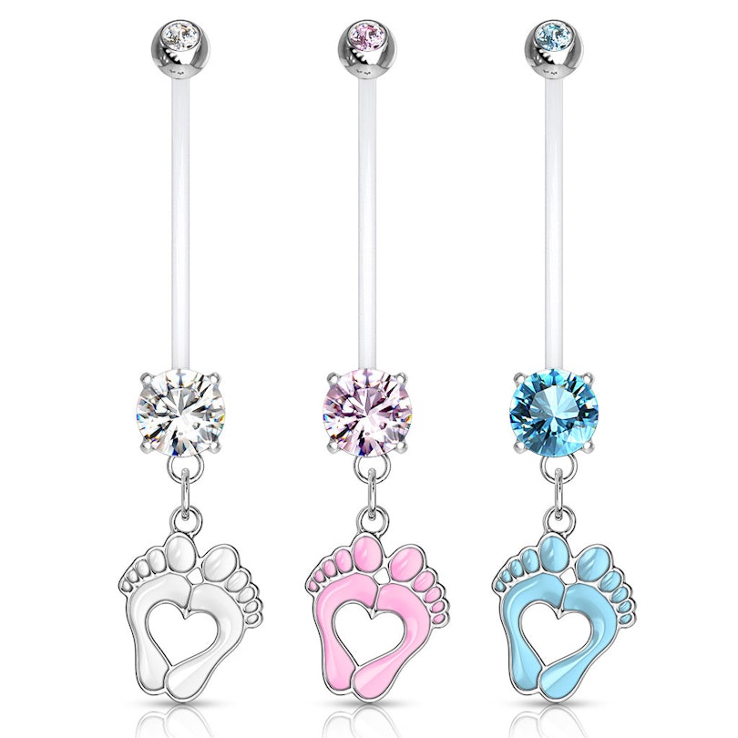 Navlepiercing til gravide med fødder og udstanset hjerte Kropssmykker - Danmark