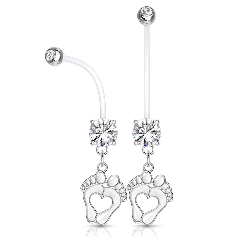 Navlepiercing til gravide med fødder og udstanset hjerte Piercing - Danmark