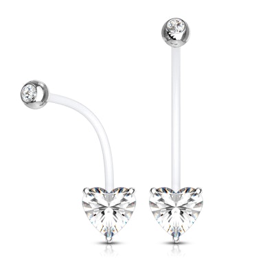 Navlepiercing af PTFE til gravide med hjerte af sten