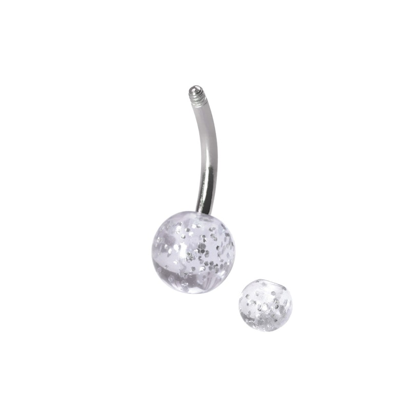 Navlepiercing af titanium med glimmerkugler Kropspiercing - Danmark