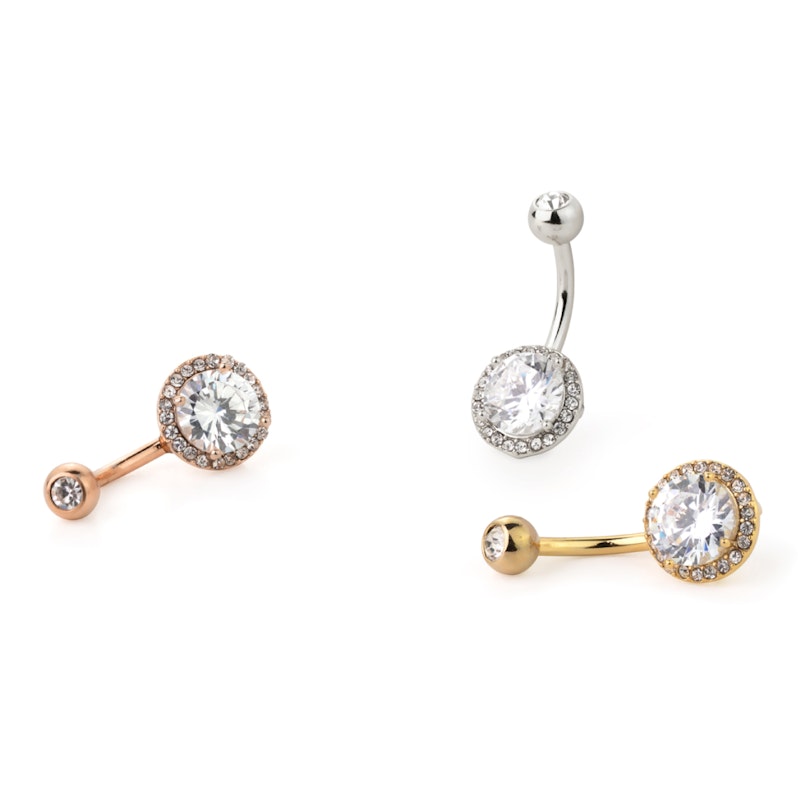 Navlepiercing med facetskåret centersten Piercinger - Danmark