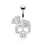 Navlepiercing med stenbesat skull og krone Piercinger - Danmark