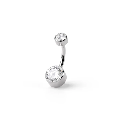 Navlepiercing af titanium med indvendigt gevind og flade kugler