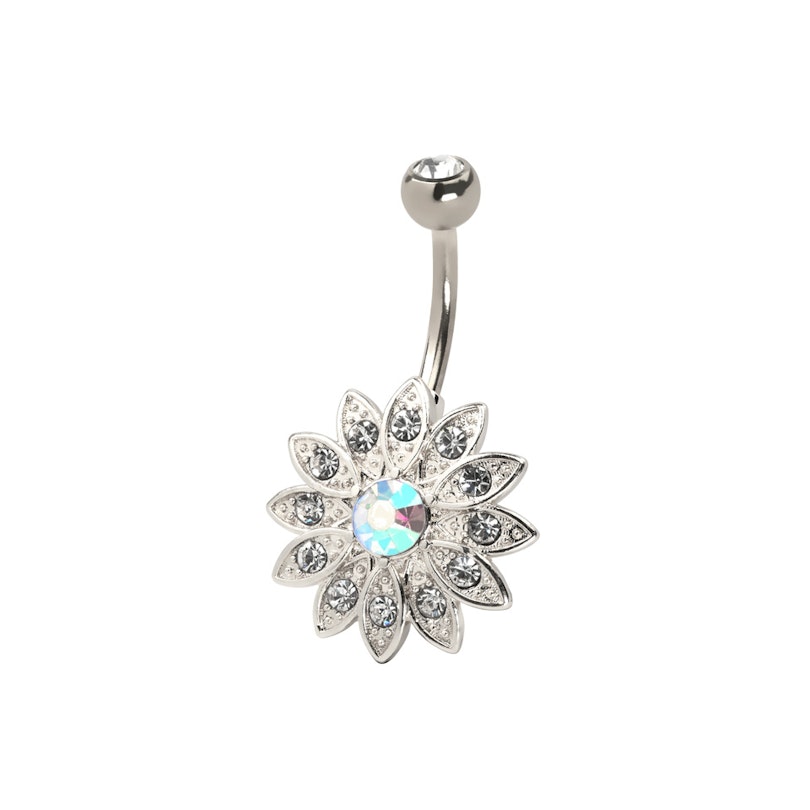 Navlepiercing med stor blomst Piercingsmykker - Danmark