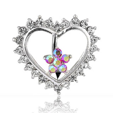 Omvendt navlepiercing med hjerte og blomst