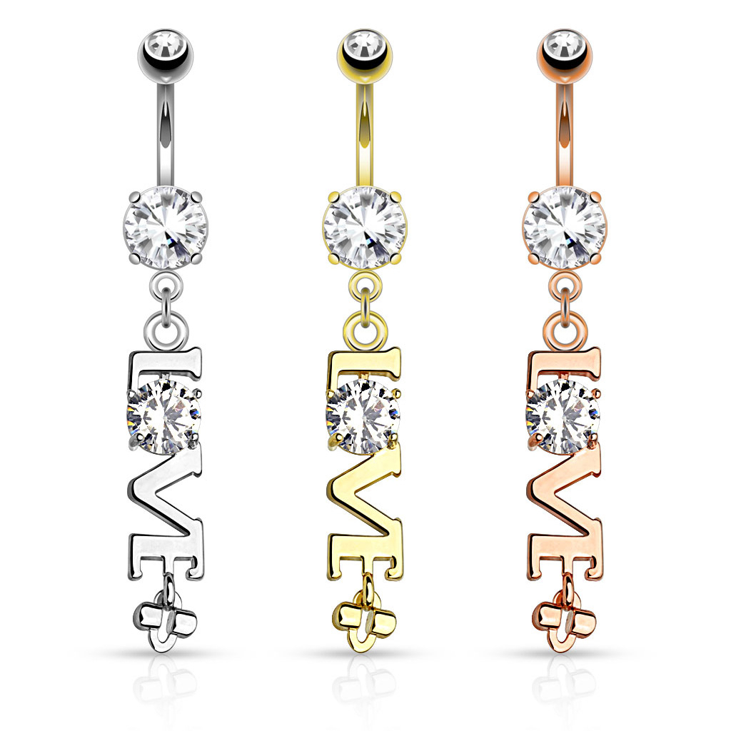 Navlepiercing med love-vedhæng og sten Piercing - Danmark