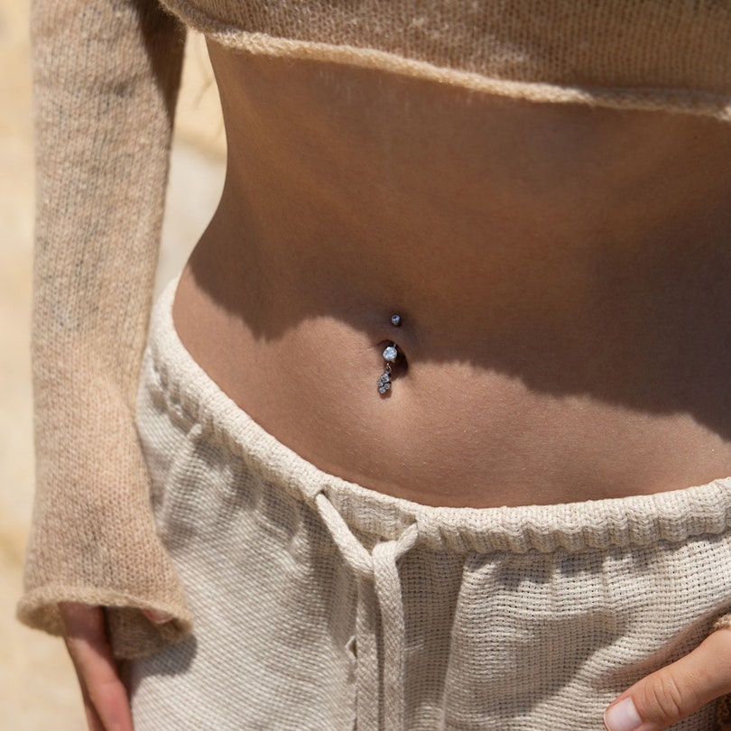 Navlering af titanium med vedhæng af bezel-satte sten Piercing - Danmark