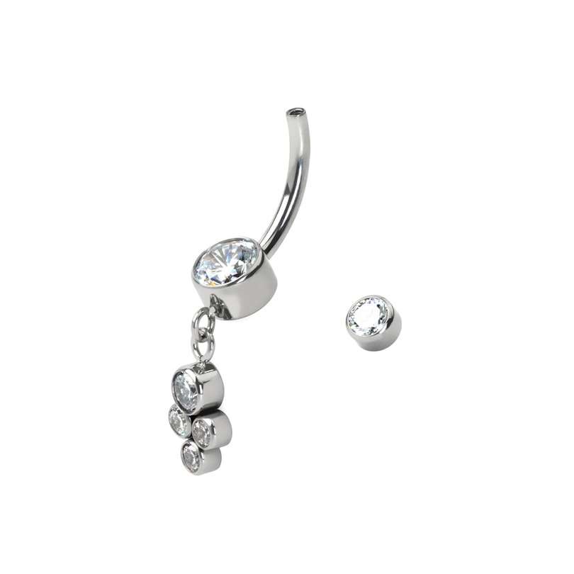 Navlering af titanium med vedhæng af bezel-satte sten Piercinger - Danmark