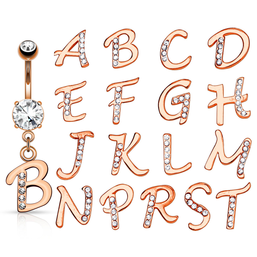 Navlepiercing med bogstav i flere farver Piercing - Danmark