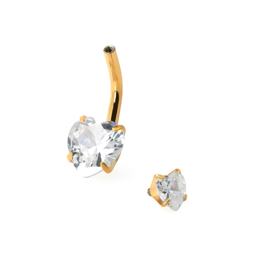 Navlepiercing med hjerter og indvendigt gevind Piercing - Danmark