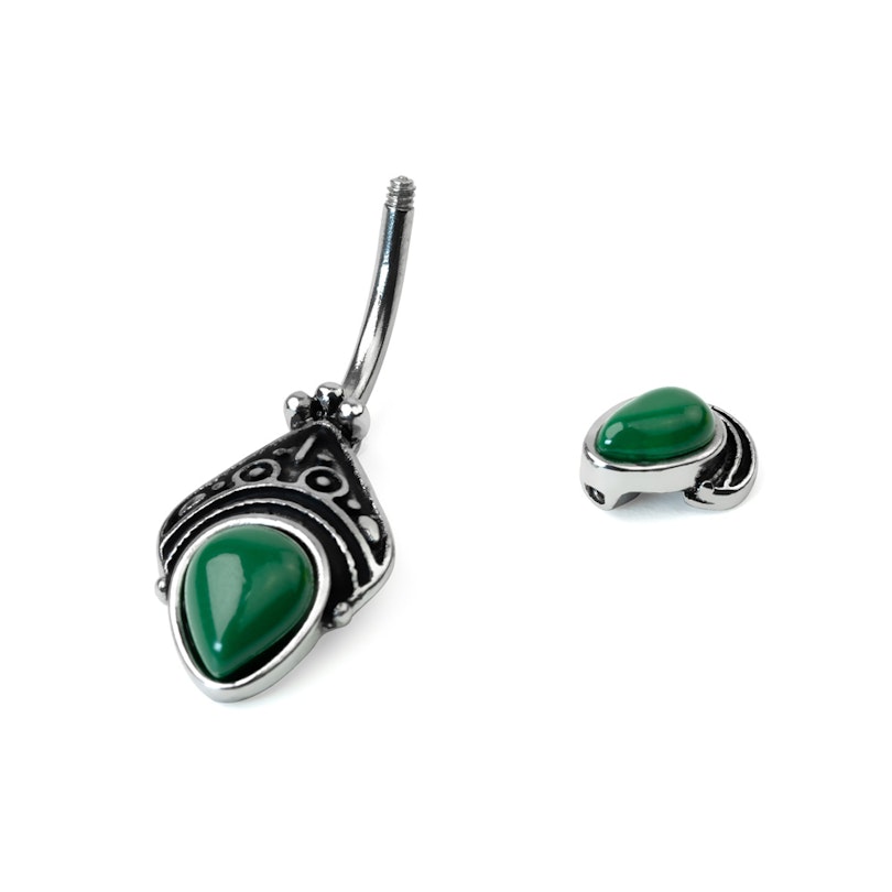 Navlepiercing med antikt filigrandesign og dråbeformede sten Piercing - Danmark