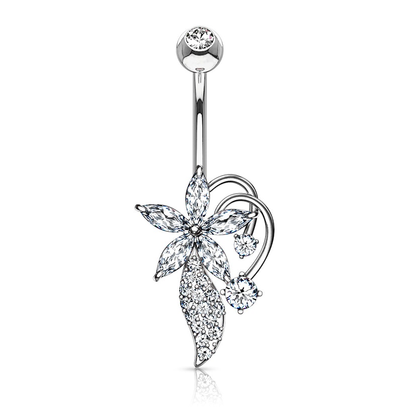 Navlepiercing med blomst og ranker Piercing - Danmark