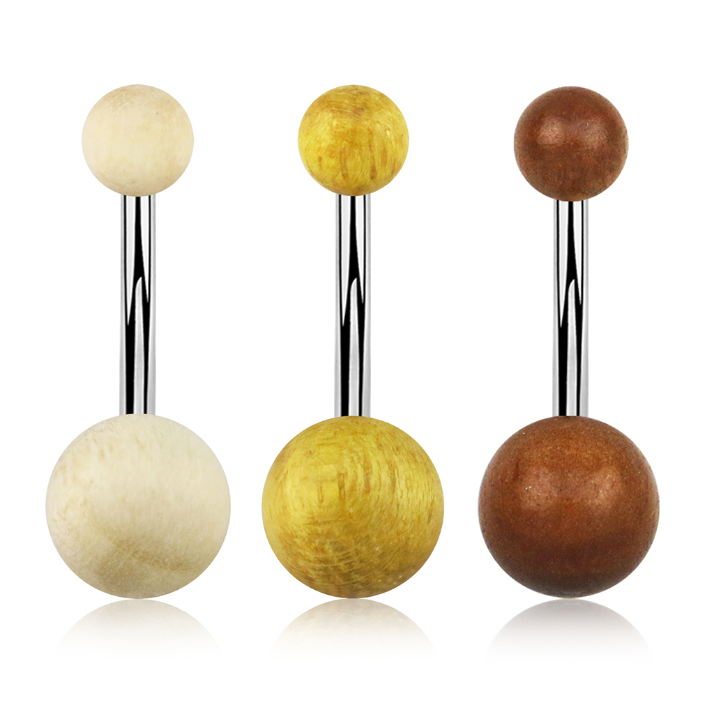 Navlepiercing med kugler af træ Piercing - Danmark