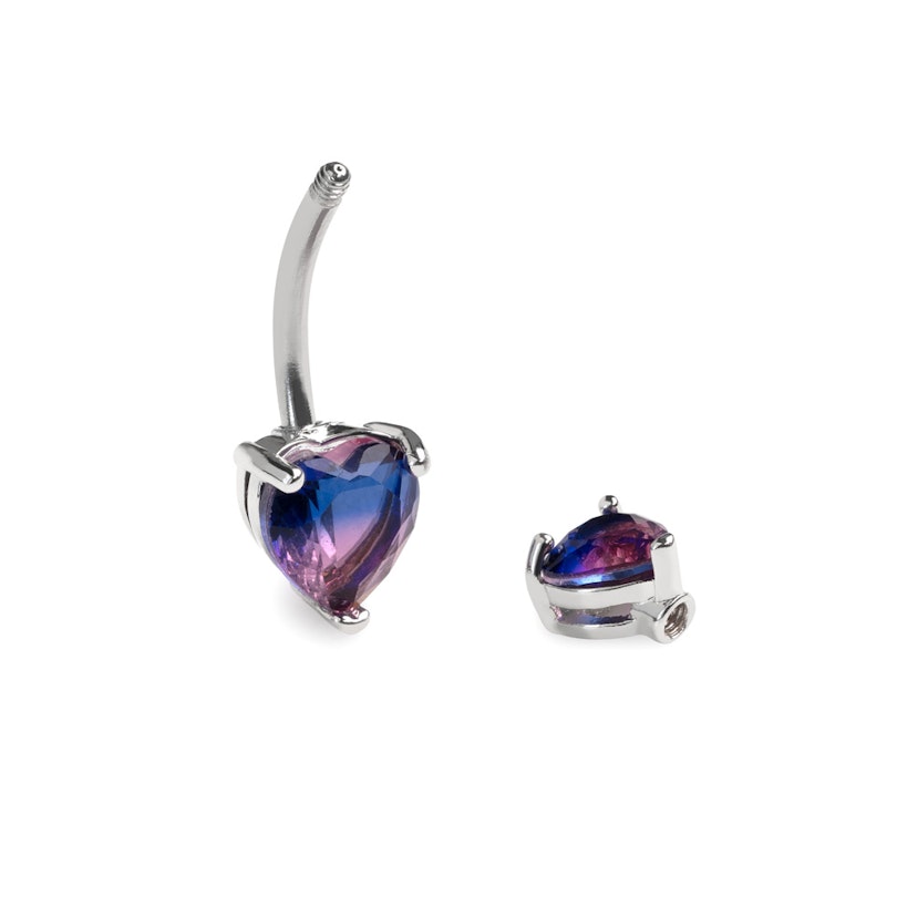 Navlering med tofarvede pink og lilla hjerter Piercing - Danmark