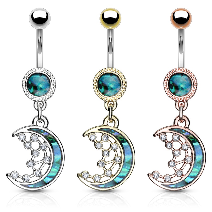 Navlepiercing med halvmåne og stjerner Piercinger - Danmark