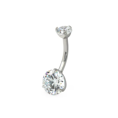 Navlepiercing af titanium med indvendigt gevind og store sten