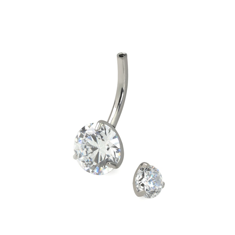 Navlepiercing af titanium med indvendigt gevind og store sten Piercinger - Danmark