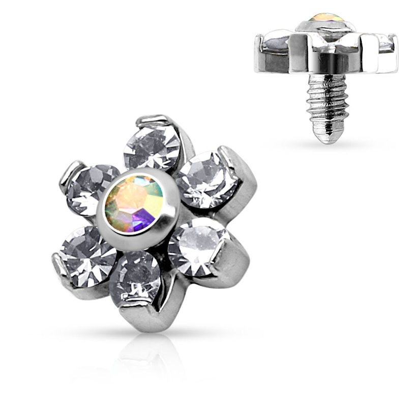 Dermal anchor med sten formet som blomst Piercing - Danmark