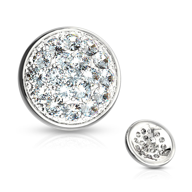 Dermal af 14 karat guld med stenbesat kuppel Piercingsmykker - Danmark