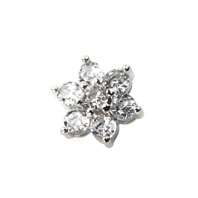 Blomst til dermal anchor med centersten i flere farver
