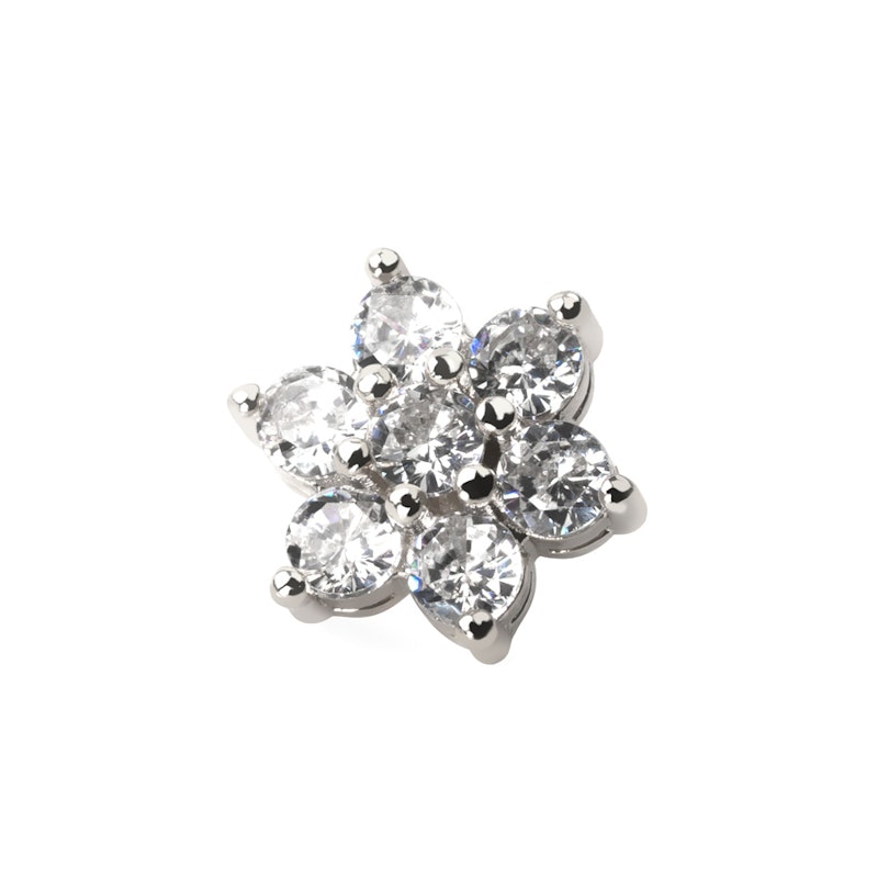 Blomst til dermal anchor med centersten i flere farver Piercing - Danmark