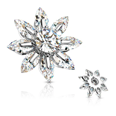 Blomst til dermal anchor med blade af sten og centersten
