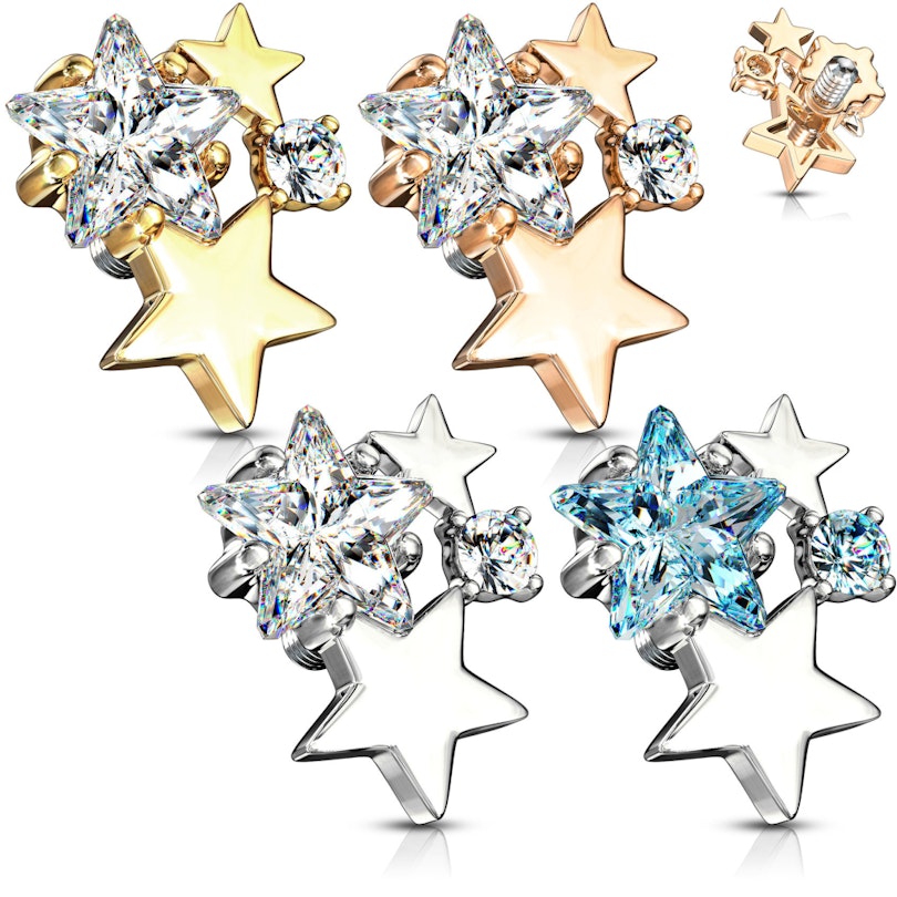 Dermal med stjerneregn Piercingsmykker - Danmark