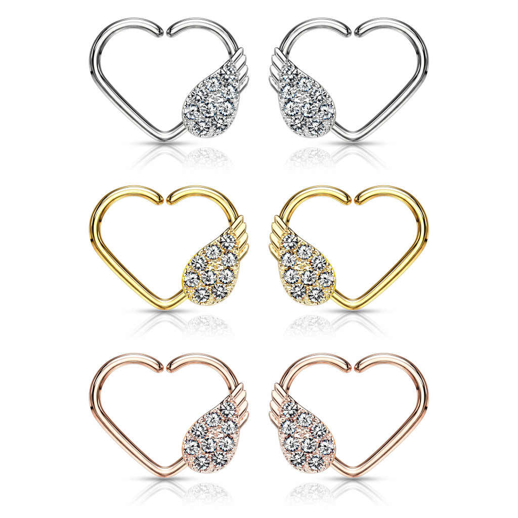 Ørepiercing formet som hjerte med englevinge Piercing - Danmark