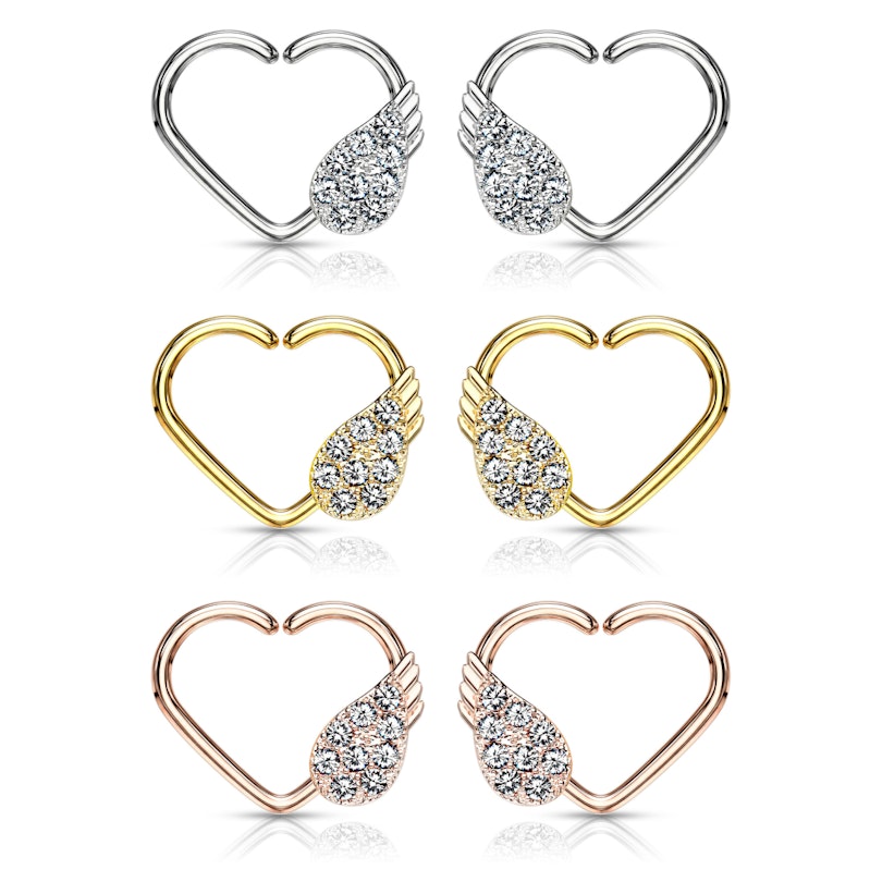 Ørepiercing formet som hjerte med englevinge Piercing - Danmark