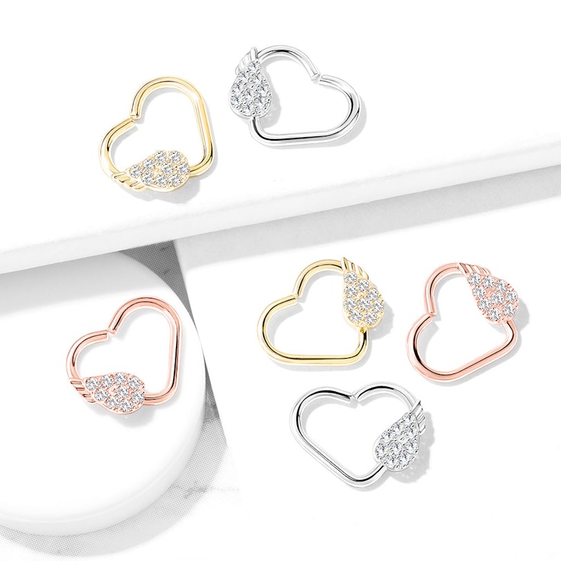 Ørepiercing formet som hjerte med englevinge Kropssmykker - Danmark