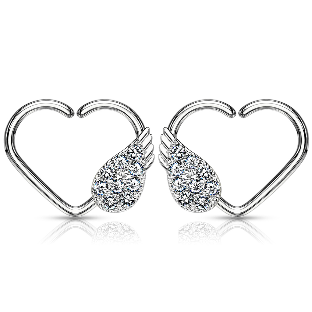 Ørepiercing formet som hjerte med englevinge Kropssmykker - Danmark