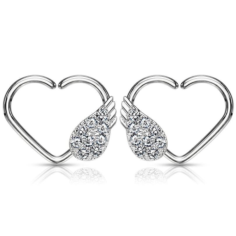 Ørepiercing formet som hjerte med englevinge Kropssmykker - Danmark