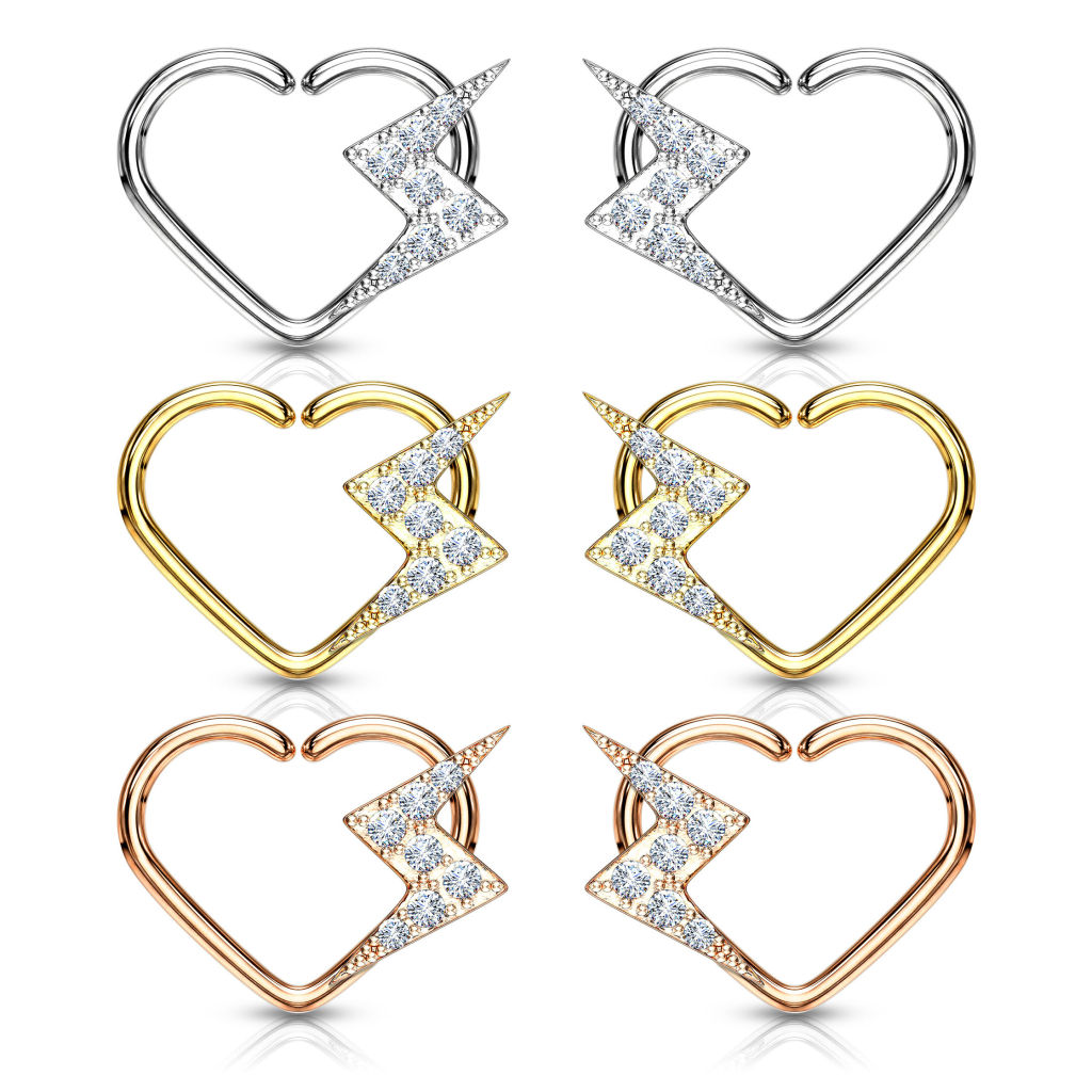 Ørepiercing formet som hjerte med lyn Piercinger - Danmark