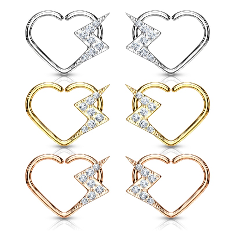 Ørepiercing formet som hjerte med lyn Piercinger - Danmark