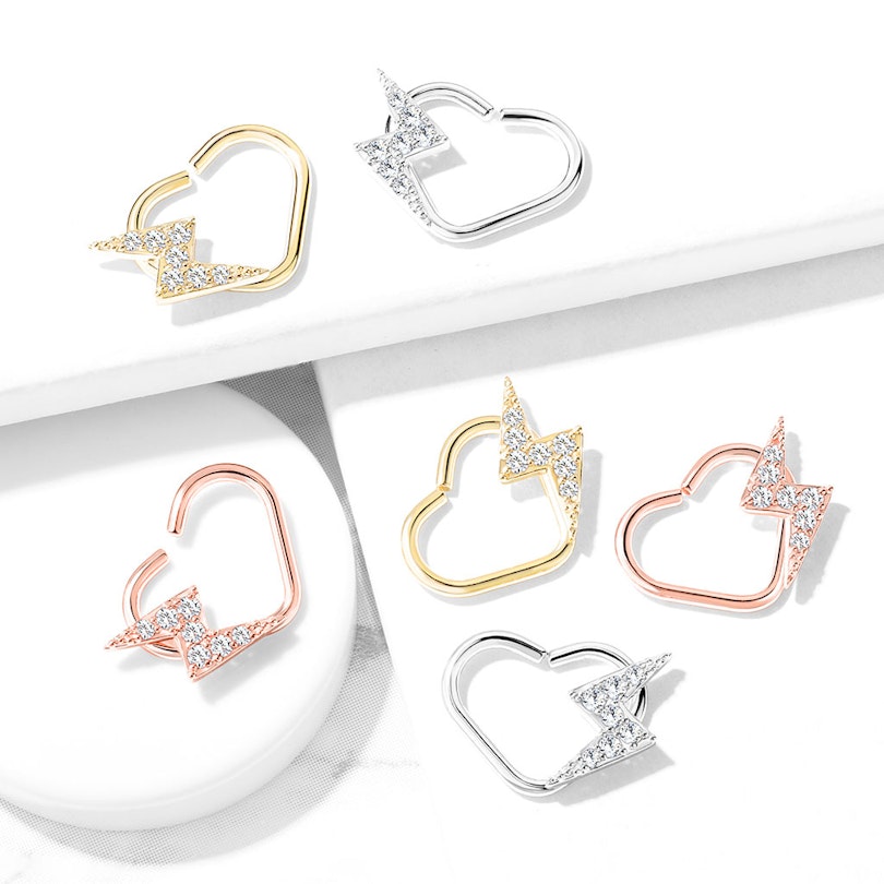 Ørepiercing formet som hjerte med lyn Piercingsmykker - Danmark