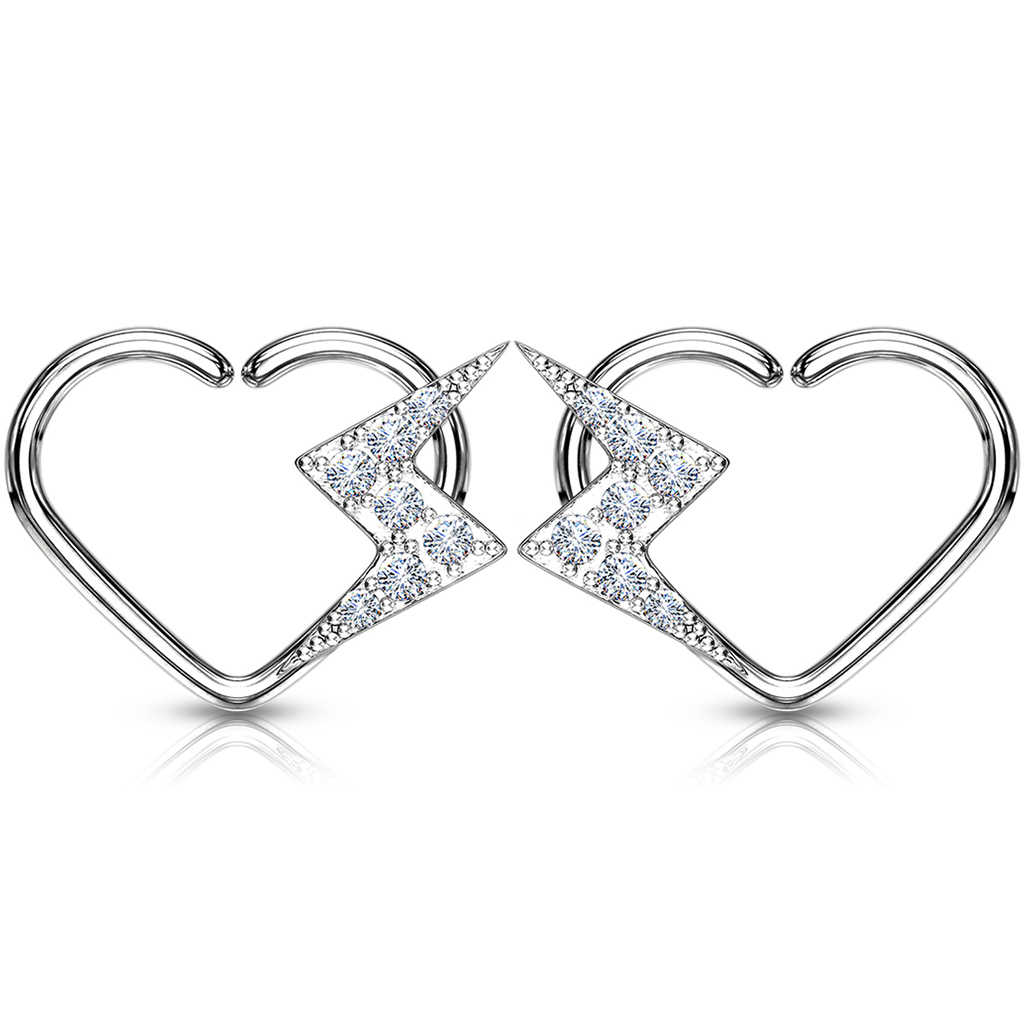 Ørepiercing formet som hjerte med lyn Piercinger - Danmark