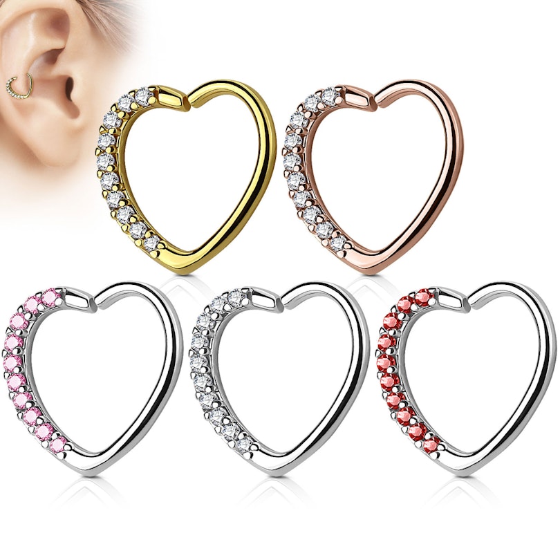 Ørepiercing formet som hjerte med stenkant Kropspiercing - Danmark