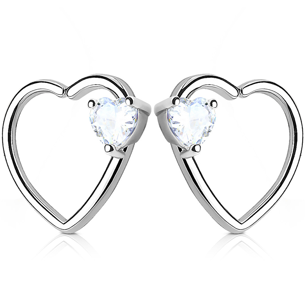 Ørepiercing formet som hjerte med stenhjerte Piercing - Danmark
